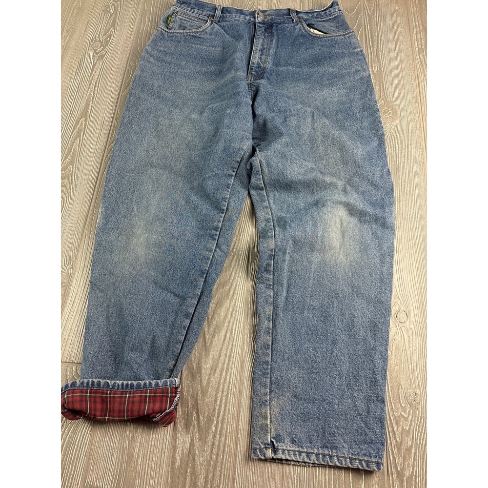 Cabelas Womens Lined Jeans Size 16 Blue Flannel Lined Straight Leg Denim